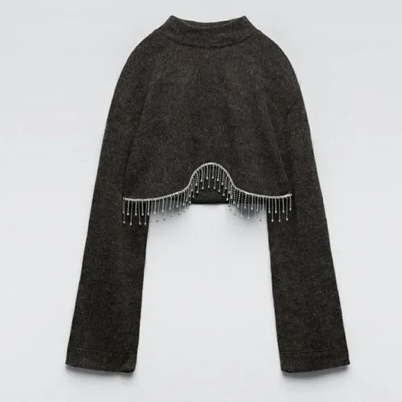 Zara JEWEL SOFT SWEATSHIRT New - Picture 6 of 6